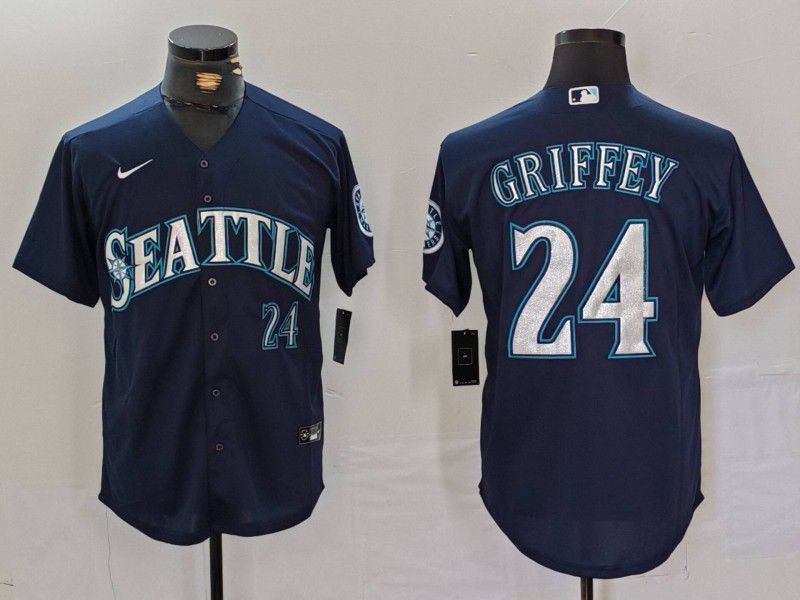 Men Seattle Mariners 24 Griffey Blue Game 2024 Nike MLB Jersey style 1